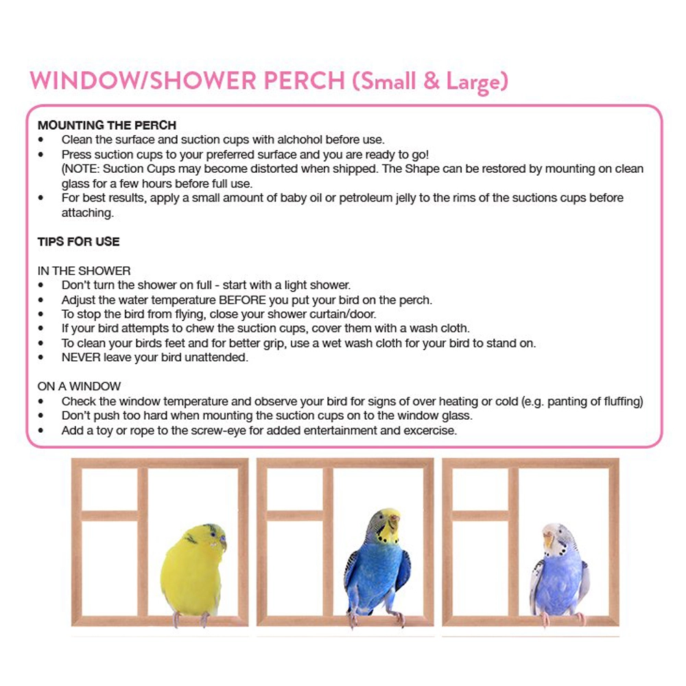 Pollys Pet Window/Shower Bird Perch Small 1.6 X 28cm 4 Pollys Pet Window/Shower Bird Perch Small 1.6 X 28cm - Image 2
