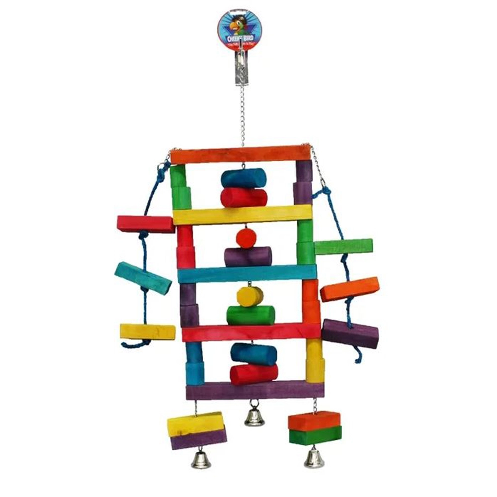 Cheeky Bird Square Block Ladder Coloured Wooden Bird Toy Jumbo 3 Cheeky Bird Square Block Ladder Coloured Wooden Bird Toy Jumbo
