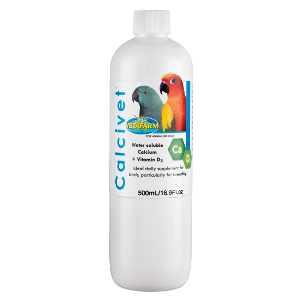Vetafarm Calcivet Calcium Vitamin D3 Pet Bird Supplement 500ml 3 Vetafarm Calcivet Calcium Vitamin D3 Pet Bird Supplement 500ml