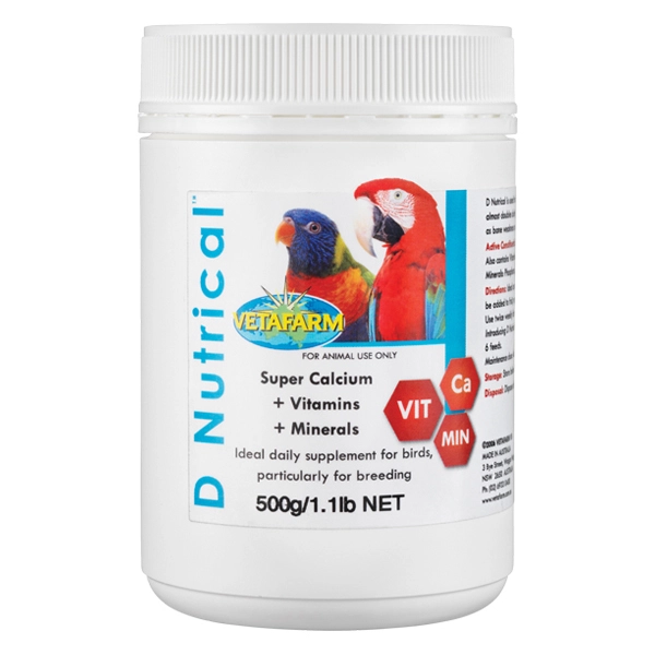 Vetafarm D'Nutrical Calcium Vitamins Mineral Supplement For Birds 500g 3 Vetafarm D'Nutrical Calcium Vitamins Mineral Supplement For Birds 500g